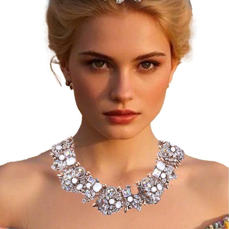 Zthread Bib Statement Necklace Colorful Glass Crystal Collar Choker Necklace for Women Fashion Accessories - Image 2